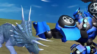 Pilot a powerful mech warrior and fight against waves of giant dinosaurs. Collect coins to upgrade your attack and health to dominate the arena. Play now!