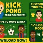 Experience a unique blend of foosball and pong in this fast-paced arcade soccer game. Challenge the AI or a friend on the same device. Play now for free.