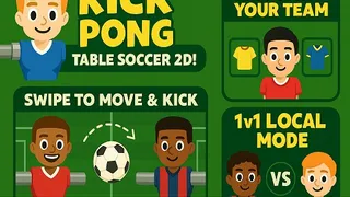Experience a unique blend of foosball and pong in this fast-paced arcade soccer game. Challenge the AI or a friend on the same device. Play now for free.