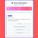 Put your intellect to the test with Quiz Education, a fun and engaging trivia game for all ages. Answer questions across a wide range of subjects. Play now!